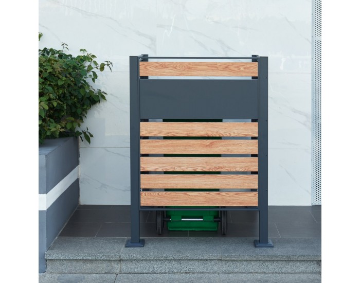 Ограда за кофа за боклук Uusikaupunki 120x91x91 cm антрацит/изглед дърво []