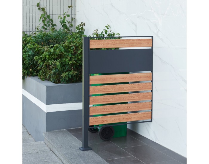 Ограда за кофа за боклук Uusikaupunki 120x83x11 см антрацит/изглед дърво []