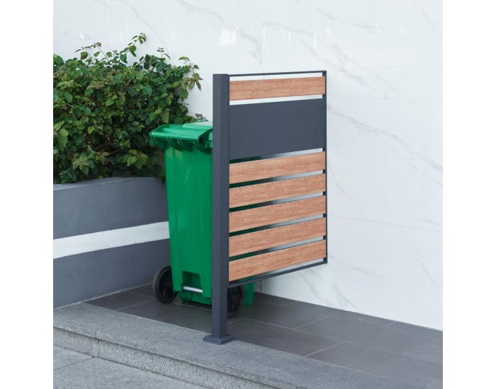 Ограда за кофа за боклук Uusikaupunki 120x83x11 см антрацит/изглед дърво []