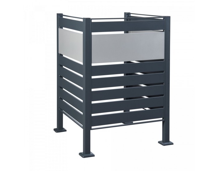 Ограда за кофа за боклук Uusikaupunki 120x91x91 см антрацит/сребро []