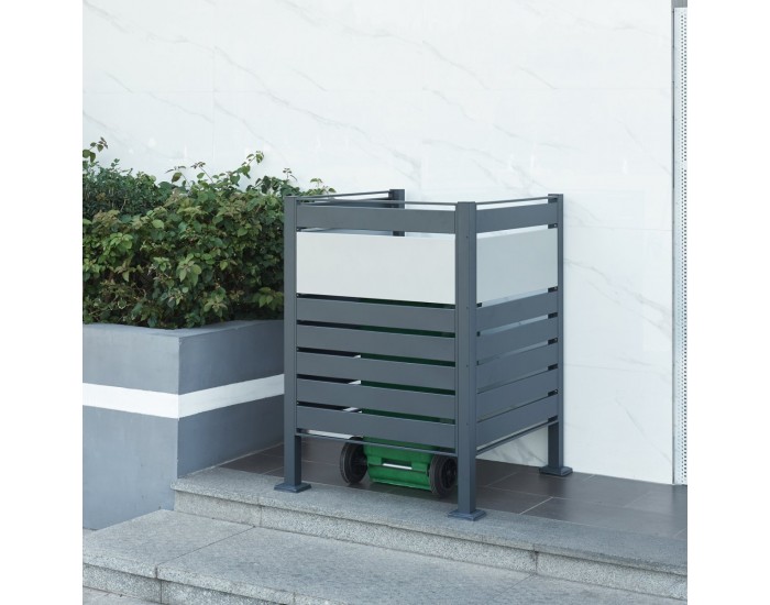 Ограда за кофа за боклук Uusikaupunki 120x91x91 см антрацит/сребро []