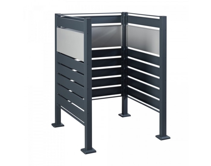 Ограда за кофа за боклук Uusikaupunki 120x91x91 см антрацит/сребро []