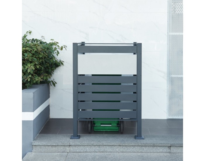 Ограда за кофа за боклук Uusikaupunki 120x91x91 см антрацит/сребро []