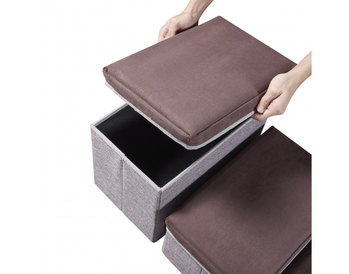 Стълби за кучета Vojens с 3 стъпала 75x40x30 см кафяво/сиво []