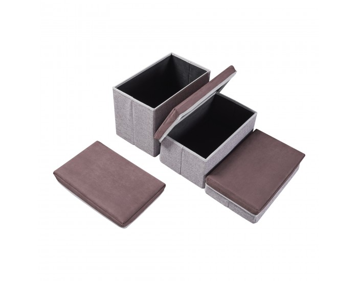 Стълби за кучета Vojens с 3 стъпала 75x40x30 см кафяво/сиво []