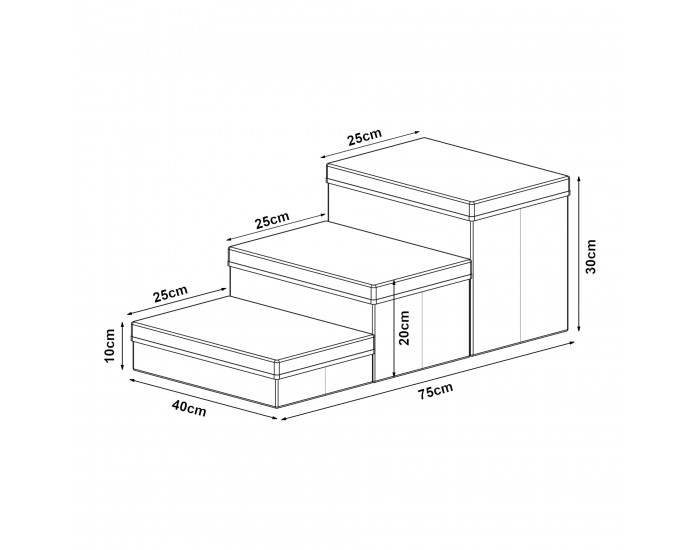 Стълби за кучета Vojens с 3 стъпала 75x40x30 см кафяво/сиво []