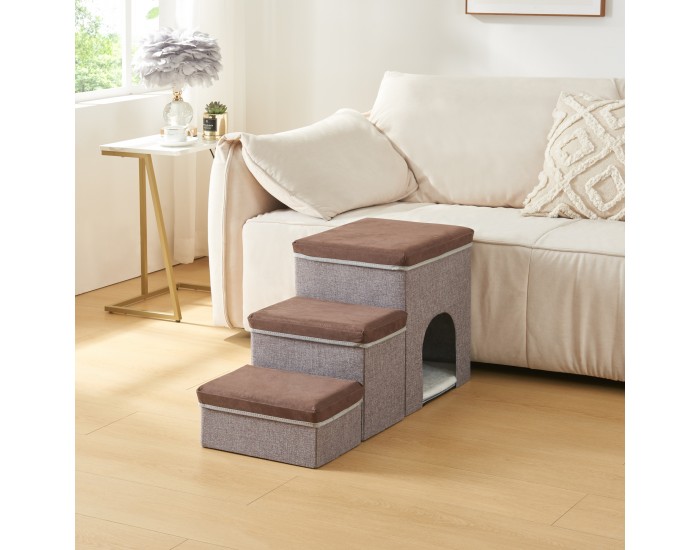 Кучешки стълби Vojens с пещера 76x33x43 см кафяво/сиво []