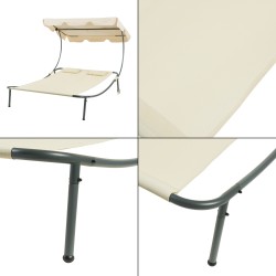 Двоен шезлонг с покрив Avigliano Beige [] - Шезлонги