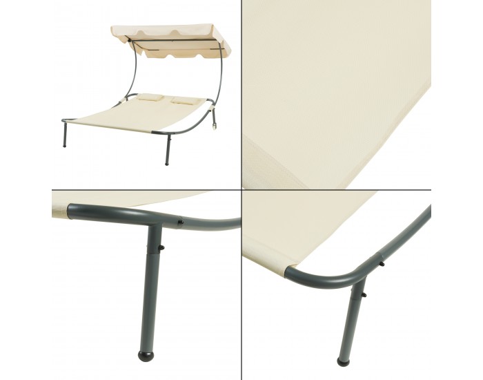 Двоен шезлонг с покрив Avigliano Beige []