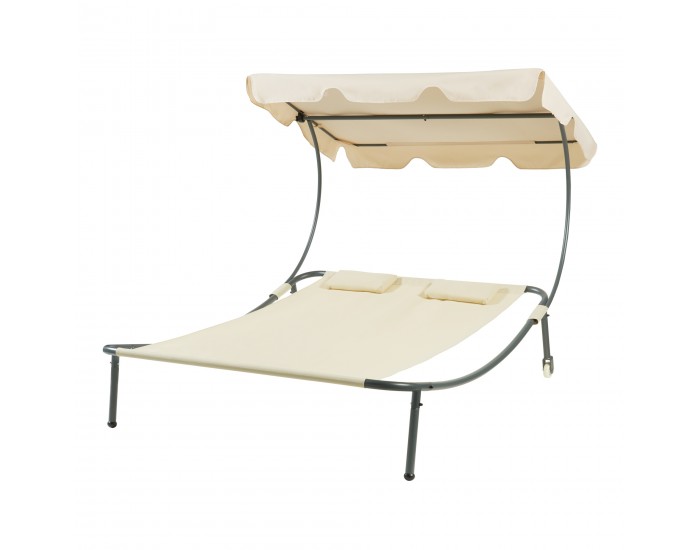 Двоен шезлонг с покрив Avigliano Beige []
