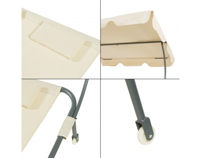 Двоен шезлонг с покрив Avigliano Beige []