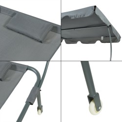 Двоен шезлонг с покрив Avigliano Grey [] - Шезлонги