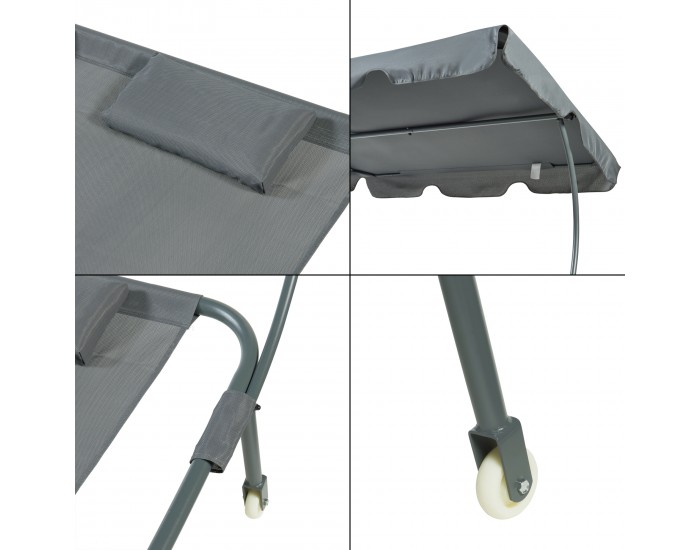 Двоен шезлонг с покрив Avigliano Grey []