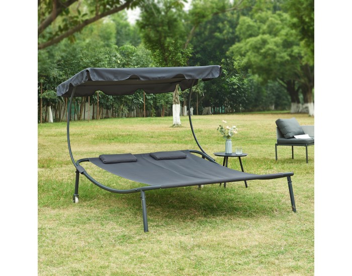 Двоен шезлонг с покрив Avigliano Grey []
