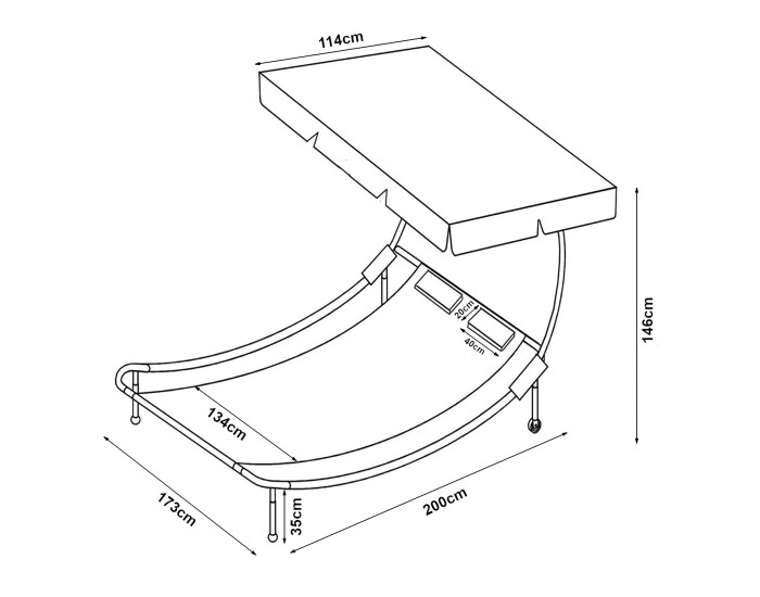 Двоен шезлонг с покрив Avigliano Grey []