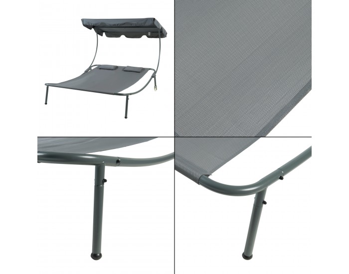 Двоен шезлонг с покрив Avigliano Grey []