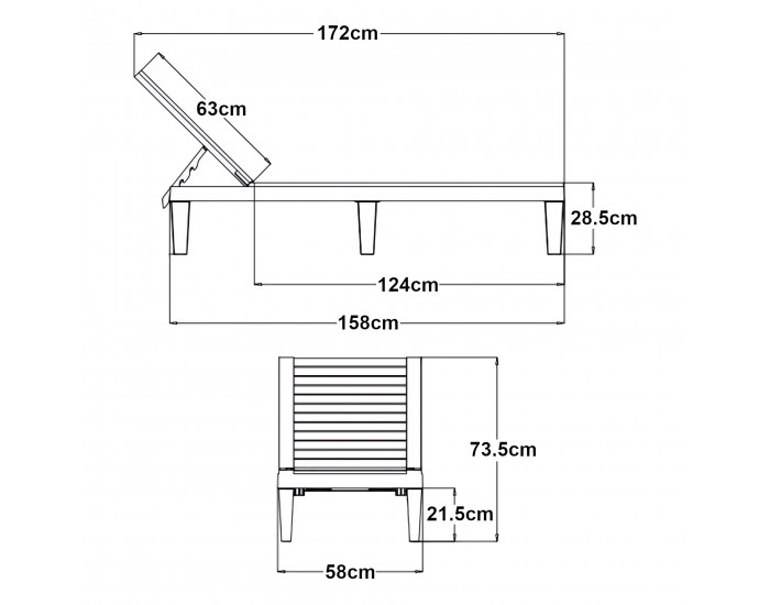 Шезлонг Ateleta 172x58 см черен []