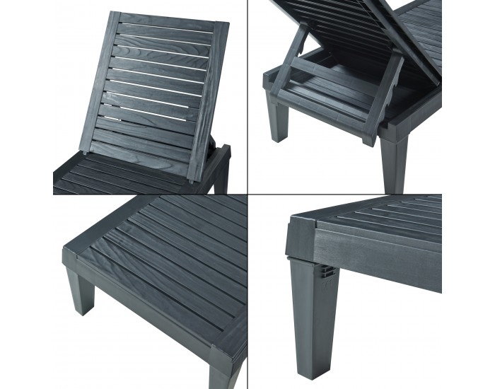 Шезлонг Ateleta 172x58 см черен []