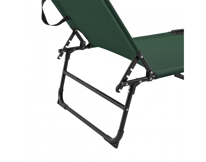 Комплект от 2 шезлонга Lomeda със сенник 187x53x27см тъмнозелен []