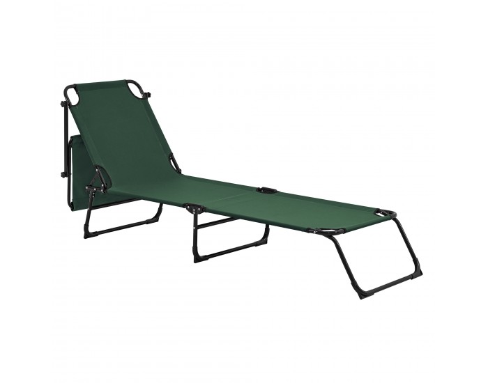 Комплект от 2 шезлонга Lomeda със сенник 187x53x27см тъмнозелен []