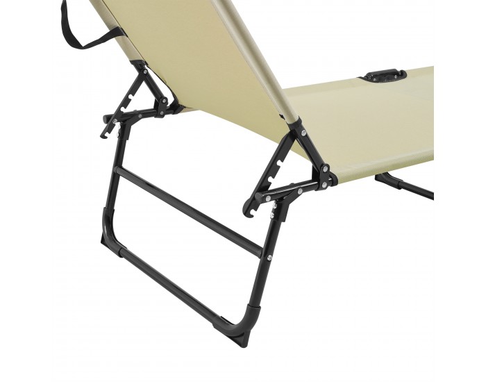 Комплект от 2 шезлонга Lomeda със сенник 187x53x27см крем []