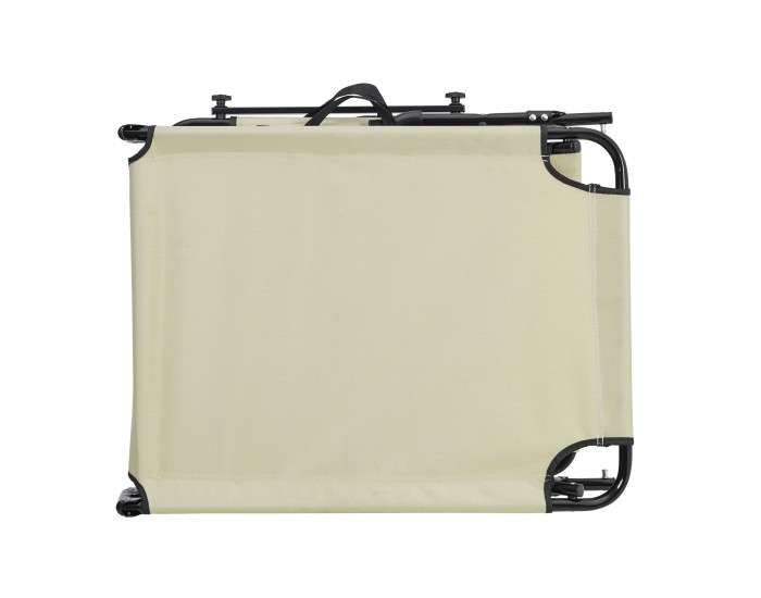 Комплект от 2 шезлонга Lomeda със сенник 187x53x27см крем []