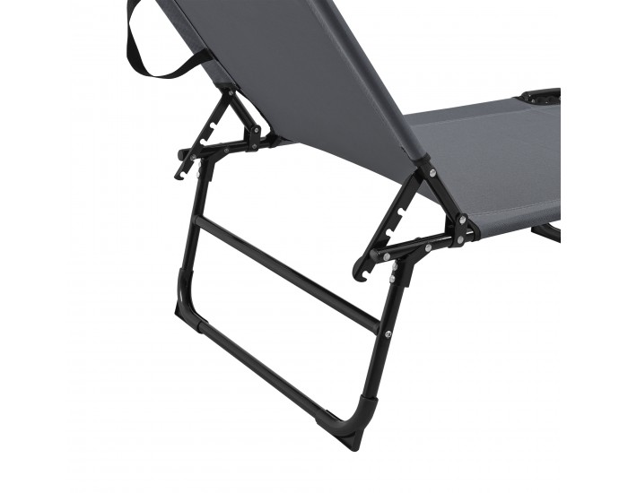 Комплект от 2 шезлонга Lomeda със сенник 187x53x27см тъмносив []