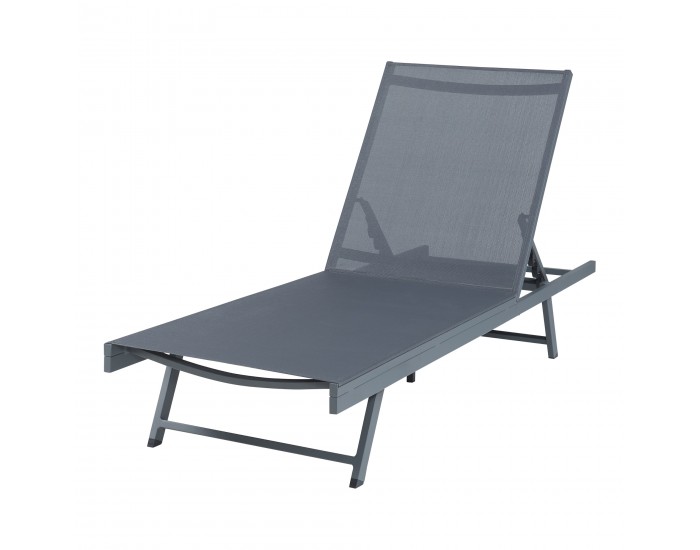 Шезлонг Baragiano 197x64x30 см тъмносив []