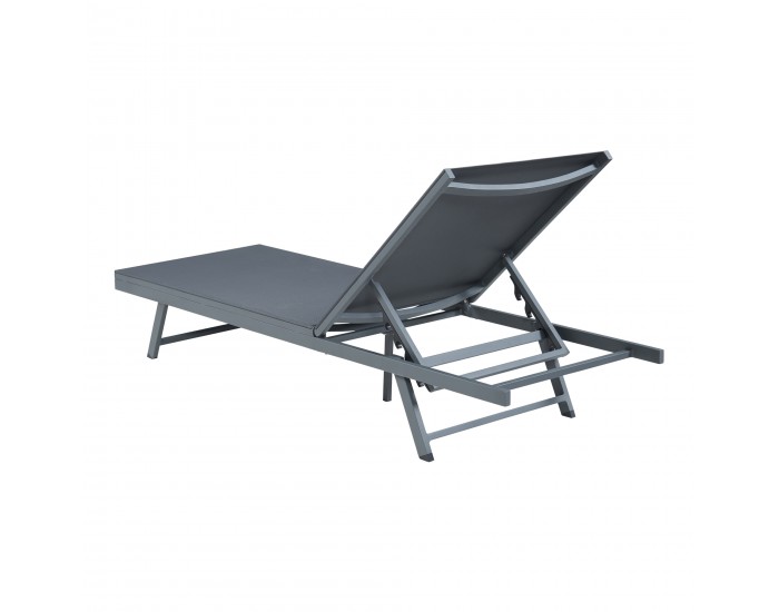 Шезлонг Baragiano 197x64x30 см тъмносив []