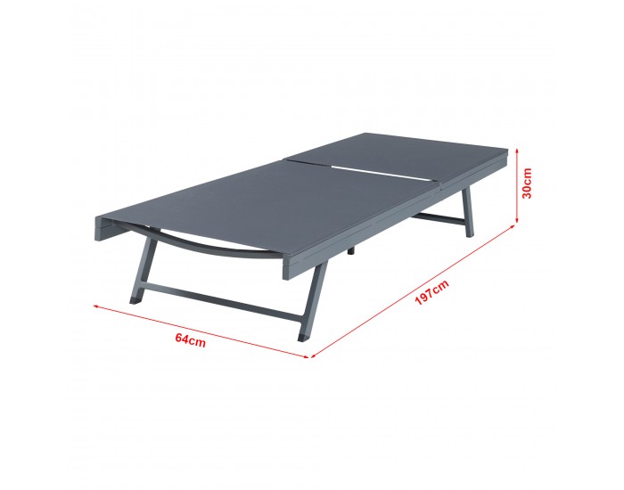 Шезлонг Baragiano 197x64x30 см тъмносив []