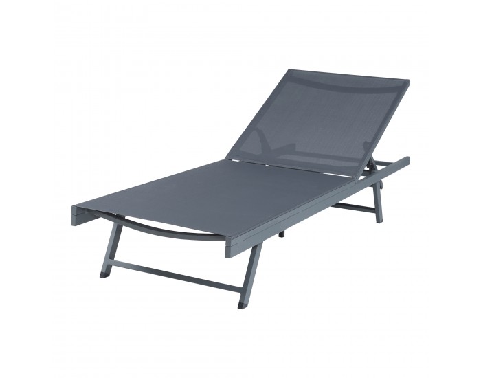 Шезлонг Baragiano 197x64x30 см тъмносив []
