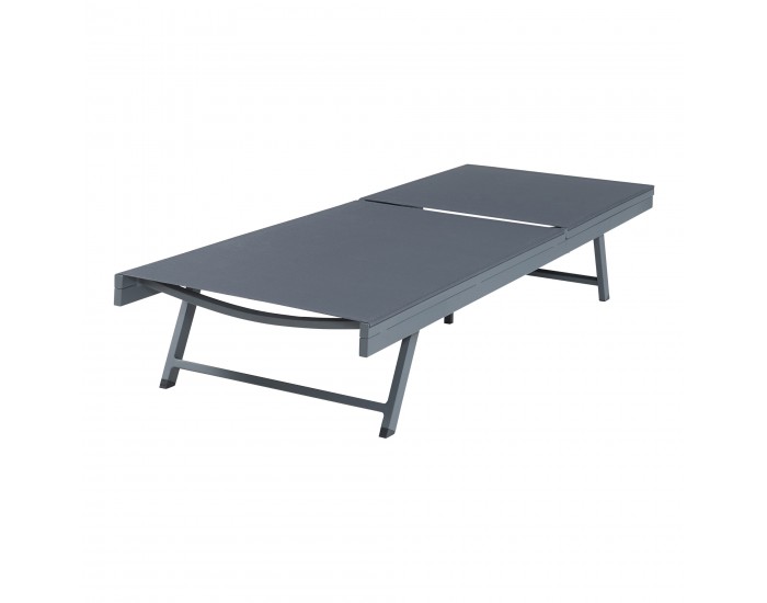 Шезлонг Baragiano 197x64x30 см тъмносив []