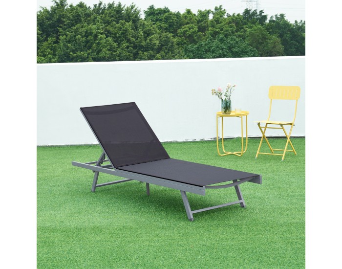 Шезлонг Baragiano 197x64x30 см тъмносив []