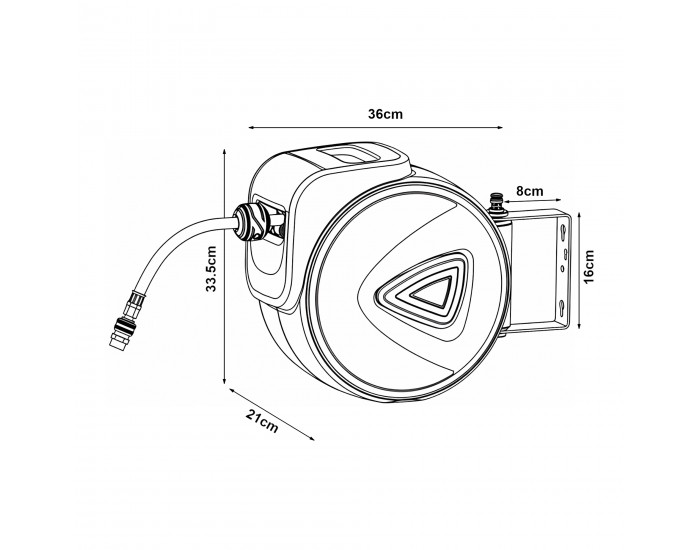 Макара за маркуч за сгъстен въздух Nassau 20m + 2m бял/сив []