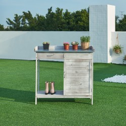 Маса за растения Aliano ела дървесно сиво [] - Инструменти, Аксесоари за градината