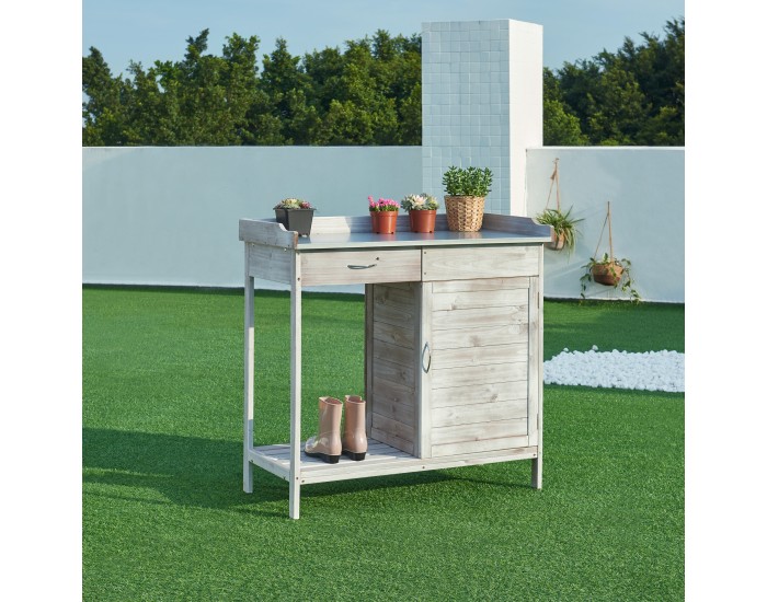 Маса за растения Aliano ела дървесно сиво []