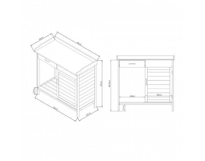 Маса за растения Aliano ела дървесно сиво []