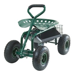 Подвижна седалка Casarano стомана 83x45см зелено/черно [] - Инструменти, Аксесоари за градината