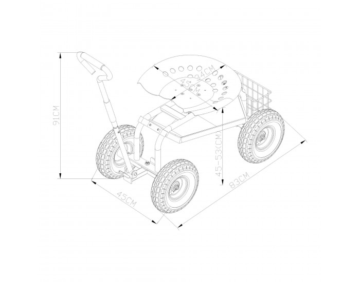 Подвижна седалка Casarano стомана 83x45см зелено/черно []