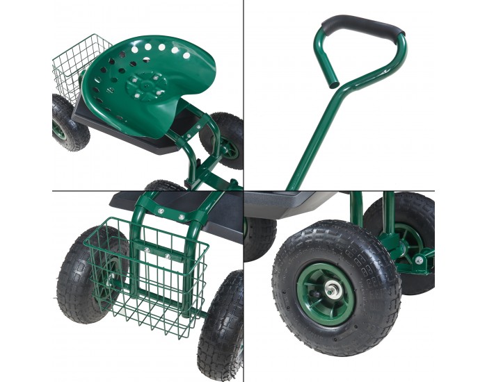 Подвижна седалка Casarano стомана 83x45см зелено/черно []