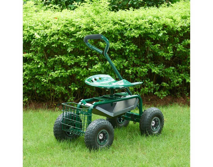 Подвижна седалка Casarano стомана 83x45см зелено/черно []