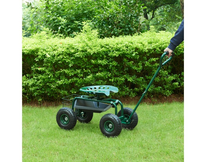 Подвижна седалка Casarano стомана 83x45см зелено/черно []