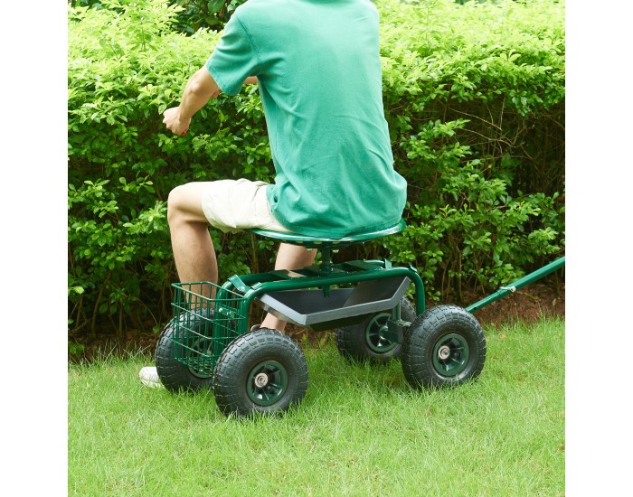 Подвижна седалка Casarano стомана 83x45см зелено/черно []