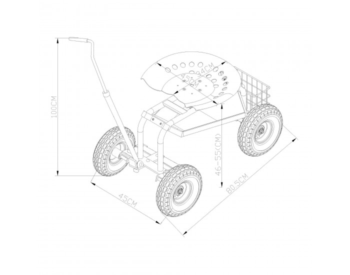 Подвижна седалка Casarano стомана 81x45см зелен/черен/сребрист []