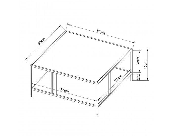 Холна маса Kumlinge 40x80x80 см черна []