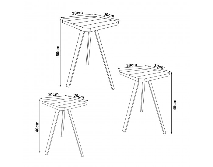 Комплект маси за гнездене Masku от 3 броя в тъмно дърво []