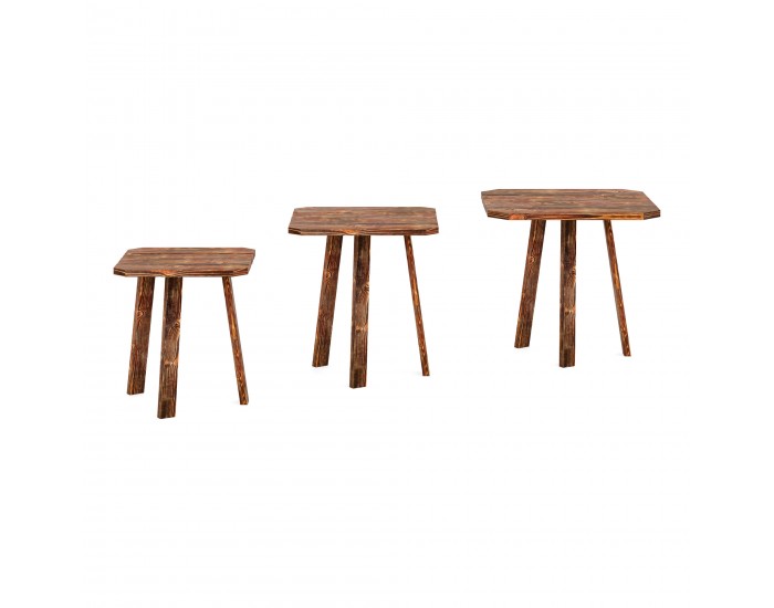 Комплект маси за гнездене Masku от 3 броя в тъмно дърво []