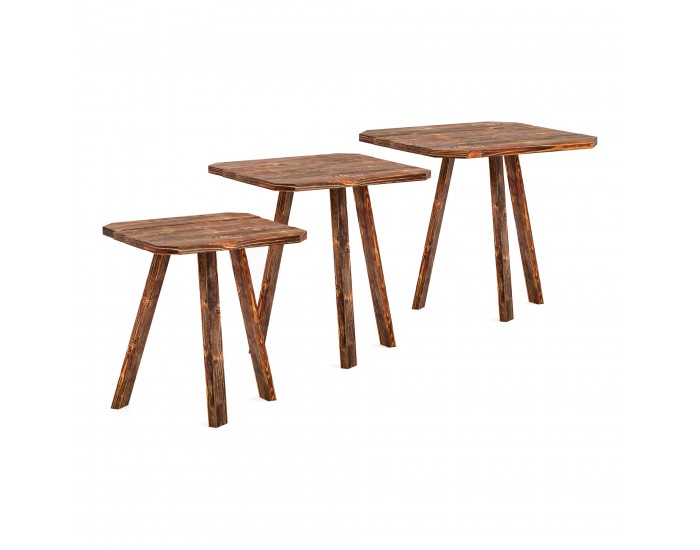 Комплект маси за гнездене Masku от 3 броя в тъмно дърво []