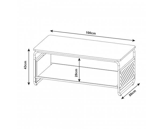 Холна маса Dyrøy 100x50x43см бяло/дъб []