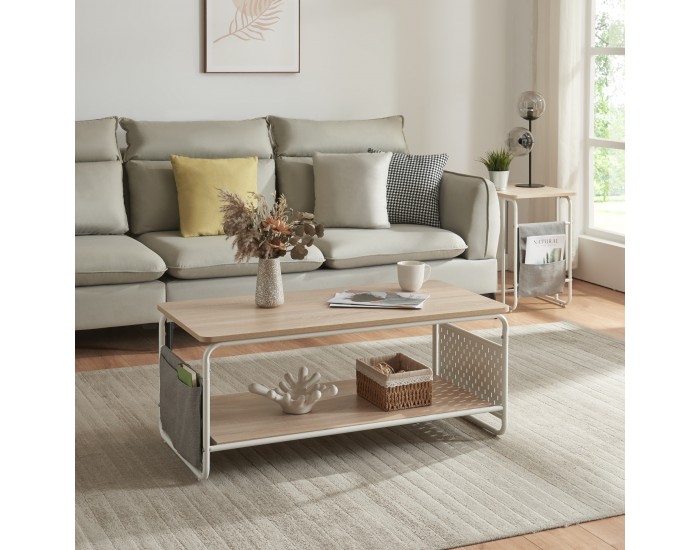 Холна маса Dyrøy 100x50x43см бяло/дъб []